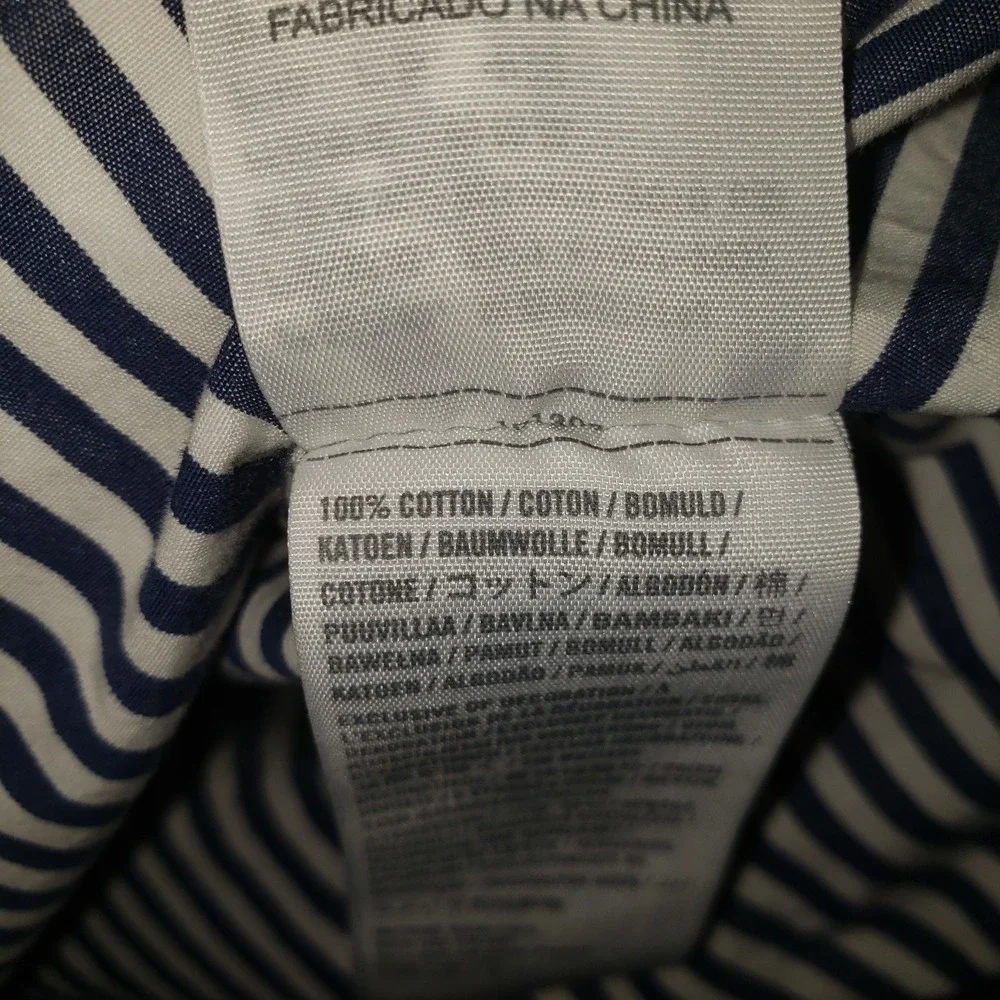 Abercrombie & Fitch Muscle Button Up Shirt Men Blue White Stripe Sz S Moose Logo